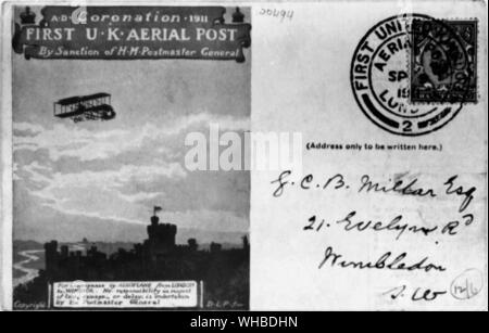 Bruce Castle Museum - Vereinigtes Königreich Air Mail 1911 und 1934 - eine von drei adressierte Umschläge. Stockfoto