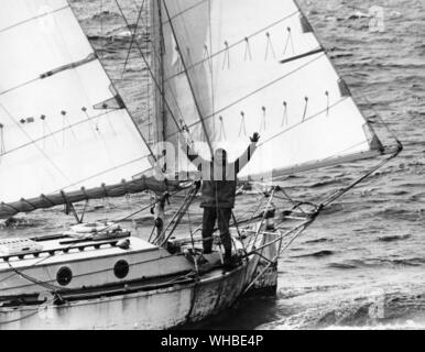 Robin Knox Johnston in Suhaili. Stockfoto