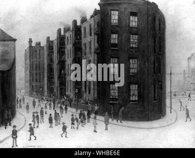 Wohnung, Ordsall Lane, Salford, 1927 von L S Lowry. Die erste Lowry Malerei von der Tate Gallery London (von seinem ersten Erscheinen im Jahr 1939) gekauft werden. Stockfoto