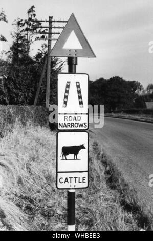 Der Great North Road, auf der A1-Schild am Straßenrand. Stockfoto