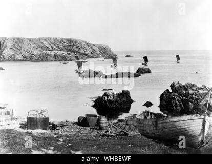 Fair Isle skiffs - Meoness 1897. Stockfoto