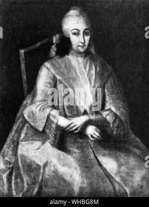 Anna Leopoldovna (1718 - 18. März 1746), die auch als Anna Karlovna, Regent, die Russland für ein paar Monate (1740 - 1741) während die Minderheit der Ihr Baby Sohn Ivan bekannt. Sie war als Elisabeth Katharina Christine von Mecklenburg-Schwerin geboren. Hier abgebildet in 1740 - heresay ist, dass sie völlig unfähig der herrschenden verbrachte sie die meiste Zeit halb gekleidet, Tratschen mit ihren Frauen Freunde.. Stockfoto