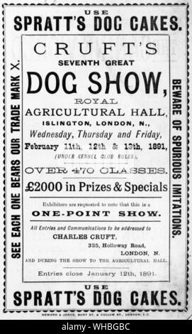 Der crufts Dog Show 7 große Poster - Royal Agricultural Hall Islington, Lodon, England. . 11. - 13. Februar 1891. Stockfoto