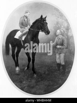 Meister bei der Arbeit" - Nijinsky, Lester Piggott, Vincent O'Brien. Das Pferd war in Kanada im Jahre 1967 gezüchtet. seinen Stammbaum auf S. 284 beschrieben ist. Er wurde zweimal am Ende einer langen drei-jährigen Saison besiegt, durch Sassafras und Lorenzaccio, aber er war ein tolles Pferd und voll von der 'Elektrizität' Merkmal der besten Nachkommen von Nearco. Der Jockey wurde 1936 geboren. Er fuhr seinen ersten Sieger am 13. Er das Derby gewann auf Nie Sagen mit 18 sterben, und gewann es wieder auf Crepello (1957), St Paddy (1959), Sir Ivor (1968), Nijinsky (1970) und Roberto (1972). Der Trainer - die Kleinkindtaufe Michael Victor, geboren 1917 - Stockfoto