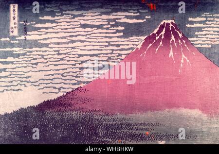 Katsushika Hokusai: 1760 - 10 Mai 1849 japanische Künstler, Ukiyo-e Maler und Graphiker der Edo-zeit, hier gesehen Mount Fuji bei klarem Wetter Stockfoto