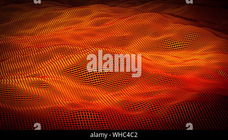 3D-Render von Net geometrische orange Schallwelle Hintergrund Stockfoto
