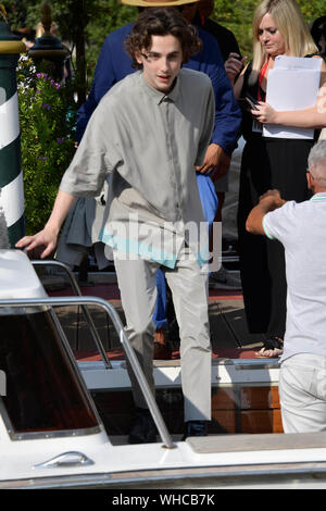 Venedig, Italien. 02 Sep, 2019. 76. Filmfestival von Venedig 2019, Celebrity Sightings. Abgebildete Timothée Chalamet Credit: Unabhängige Fotoagentur/Alamy leben Nachrichten Stockfoto