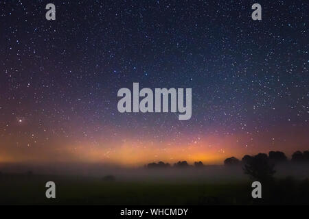 Starry sky with light Aurora borealis lights Stockfoto