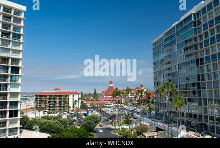 Hotel Del Coronado bei Sonnenuntergang im Sommer Sand Diego Kalifornien - beliebtes Ziel für Hochzeiten, Flitterwochen und Reisen. Stockfoto