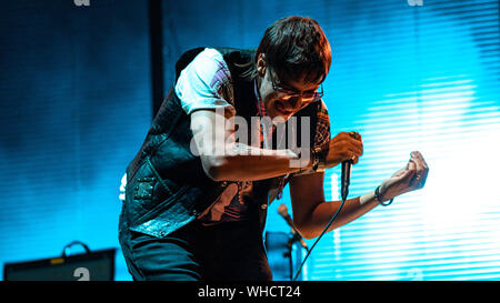 Julian Casablancas - Frontmann der Anschläge Schlagzeile Electric Picnic Festival in Stradbally, County Laois, Irland am Samstag, den 31. August 2019 Stockfoto