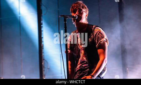 Julian Casablancas - Frontmann der Anschläge Schlagzeile Electric Picnic Festival in Stradbally, County Laois, Irland am Samstag, den 31. August 2019 Stockfoto
