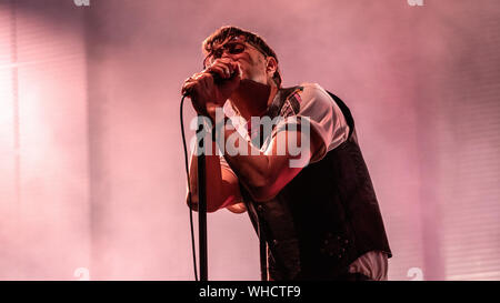 Julian Casablancas - Frontmann der Anschläge Schlagzeile Electric Picnic Festival in Stradbally, County Laois, Irland am Samstag, den 31. August 2019 Stockfoto