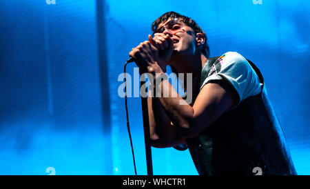 Julian Casablancas - Frontmann der Anschläge Schlagzeile Electric Picnic Festival in Stradbally, County Laois, Irland am Samstag, den 31. August 2019 Stockfoto
