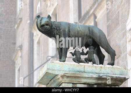 Statue des Kapitolinischen Wolf auf dem Kapitol in Rom, Italien Stockfoto