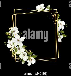 Blumen Rahmen mit dekorativen weißen Blüten Stockfoto