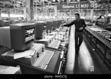 Olivetti in Ivrea (Italien), der Herstellung von Personal Computern (Jahr 1984) Stockfoto