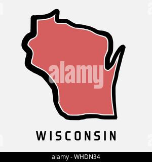 Wisconsin Karte outline-glatten vereinfachte US-form Karte Vektor. Stock Vektor