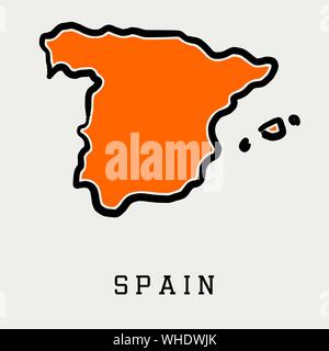 Spanien Karte outline-glatten vereinfachte Land formen Karte Vektor. Stock Vektor