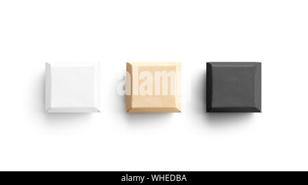 Blank schwarz, weiß und Craft Burger Box Mockup Set Stockfoto