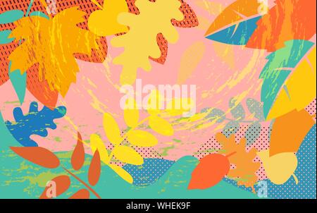 Helle abstrakte Muster mit bunten Herbst baum laub Stock Vektor