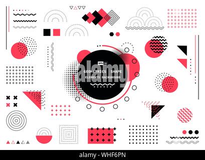 Abstrakte lebenden Korallen und schwarze geometrische Form von modernen Elementen Cover Design. Verwenden Sie für Poster, Artwork, Template Design, ad, drucken. Abbildung Stock Vektor