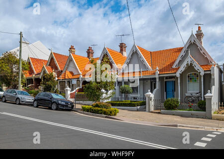 Viktorianischen Reihenhäusern in Paddington, Sydney, NSW, Australien. Stockfoto