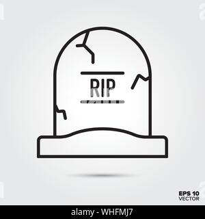 Tombstone Umrisse Symbol Stil. Herbst und Halloween Feier Symbol. Spooky cartoon Vector Illustration. Stock Vektor