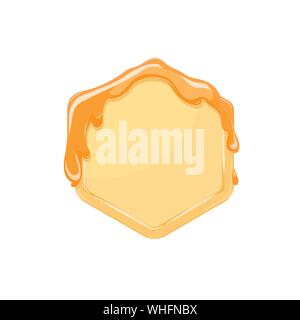 Bee Honey Comb Sechseck mit Honig. Rahmen Hintergrund. Vector Illustration Stock Vektor
