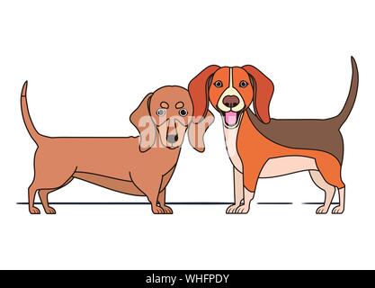 Nett und adorable Hunde auf weißem Hintergrund Stock Vektor