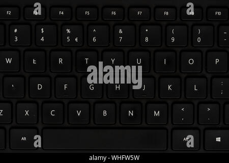 Nahaufnahme der schwarzen Tastatur und Tasten Stockfoto