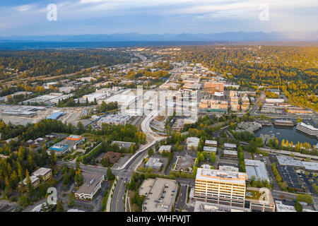 Drone Schuß der Stadt Bellevue von oben Stockfoto