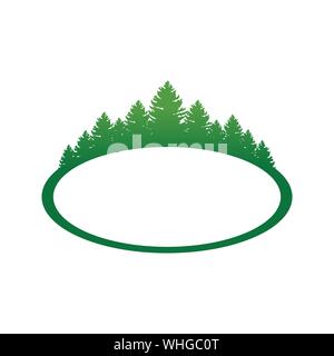 Grüne wald landschaft Ovale Form Vektor Symbol Grafik Logo Design Template Stock Vektor