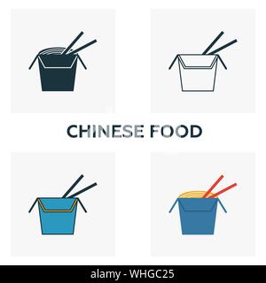 Donuts Icon Set. Vier Elemente in verschiedenen Stilrichtungen von Fastfood icons Collection. Kreative donuts Icons, Outline, Farben und Symbole Stock Vektor