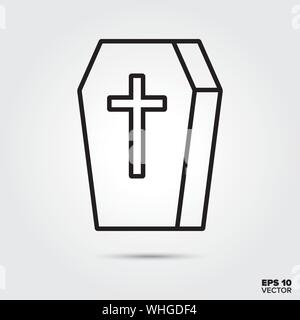 Sarg Umrisse Symbol Stil. Halloween Feier Symbol. Spooky cartoon Vector Illustration. Stock Vektor