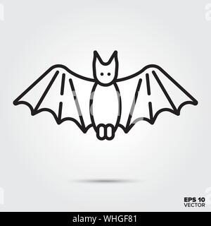 Bat Umrisse Symbol Stil. Herbst und Halloween Feier Symbol. Spooky cartoon Vector Illustration. Stock Vektor