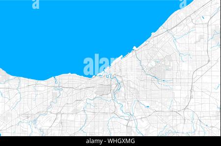 Reich detaillierte Vektor Lageplan von Cleveland, Ohio, USA. Karte Vorlage für Wohnkultur. Stock Vektor