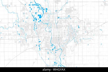 Reich detaillierte Vektor Bereich Karte von Wichita, Kansas, USA. Karte Vorlage für Wohnkultur. Stock Vektor