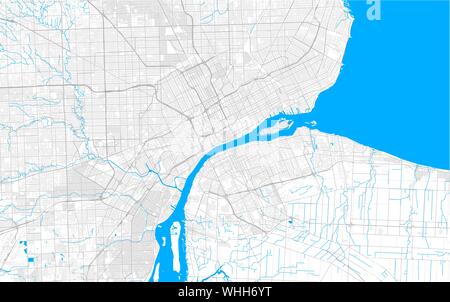 Reich detaillierte Vektor Bereich Karte von Detroit, Michigan, USA. Karte Vorlage für Wohnkultur. Stock Vektor