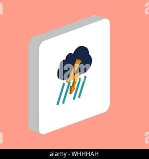 Gewitter einfachen Vektor icon. Abbildung: Symbol Design Template für web mobile UI-Element. Perfekte Farbe isometrische Piktogramm auf 3d-weißes Quadrat. Stock Vektor