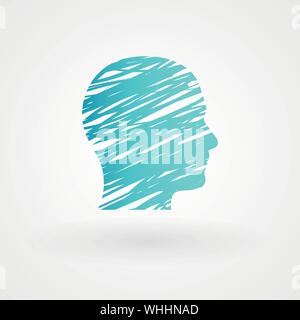 Scribble männlichen Kopf. Vector Illustration, flache Bauweise Stock Vektor