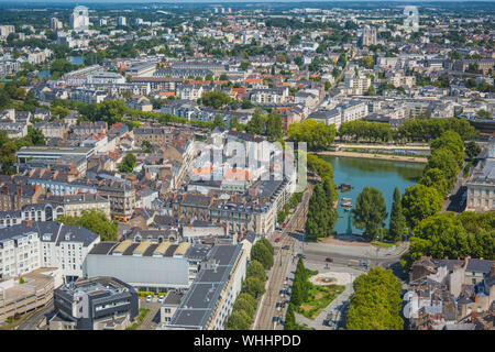 Nantes, Panorama von Tour Bretagne, Nantes, Cours des 50 Otages - Nantes, Panorama Blick vom Tour Bretagne, Nantes, Cours des 50 Otages Stockfoto