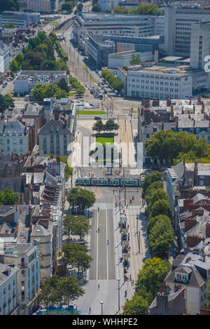 Nantes, Panorama von Tour Bretagne, Nantes, Cours des 50 Otages - Nantes, Panorama Blick vom Tour Bretagne, Nantes, Cours des 50 Otages Stockfoto