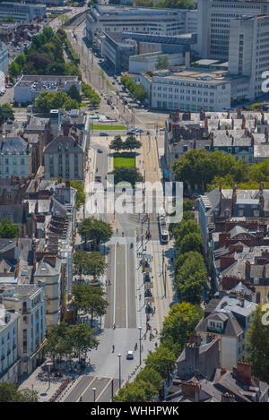 Nantes, Panorama von Tour Bretagne, Nantes, Cours des 50 Otages - Nantes, Panorama Blick vom Tour Bretagne, Nantes, Cours des 50 Otages Stockfoto