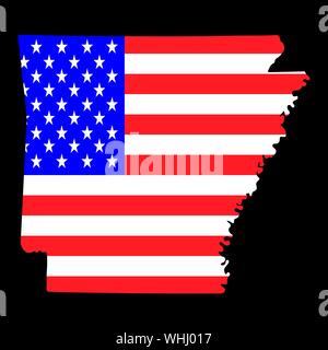 Karte der US-Bundesstaat Arkansas mit amerikanischer Flagge. Vector eps Abbildung 10 Stock Vektor