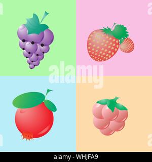 Symbole Beeren auf einem farbigen Hintergrund Stock Vektor