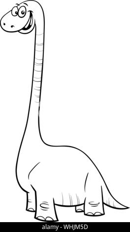 Schwarze und Weiße Cartoon Illustration der Dinosaurier prähistorischen Reptilien Comic Tier Charakter Malbuch Stock Vektor