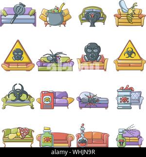 Desinfektion Symbole, Cartoon Stil Stock Vektor