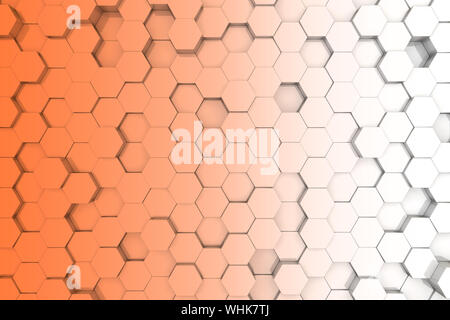 Orange Sechskant Hintergrund. 3D-Hintergrund Stockfoto