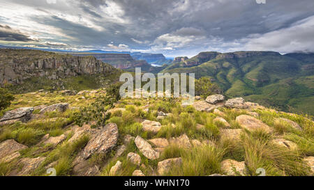 Blyde River Canyon Panorama von Lowveld Aussichtspunkt über Panoramablick auf die Landschaft in Mpumalanga Südafrika Stockfoto