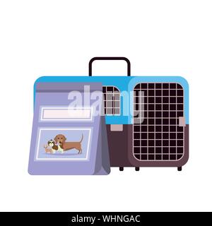 Pet Transport box und pet food Bag Stock Vektor